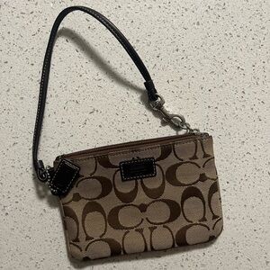 Coach Brown Signature Wristlet